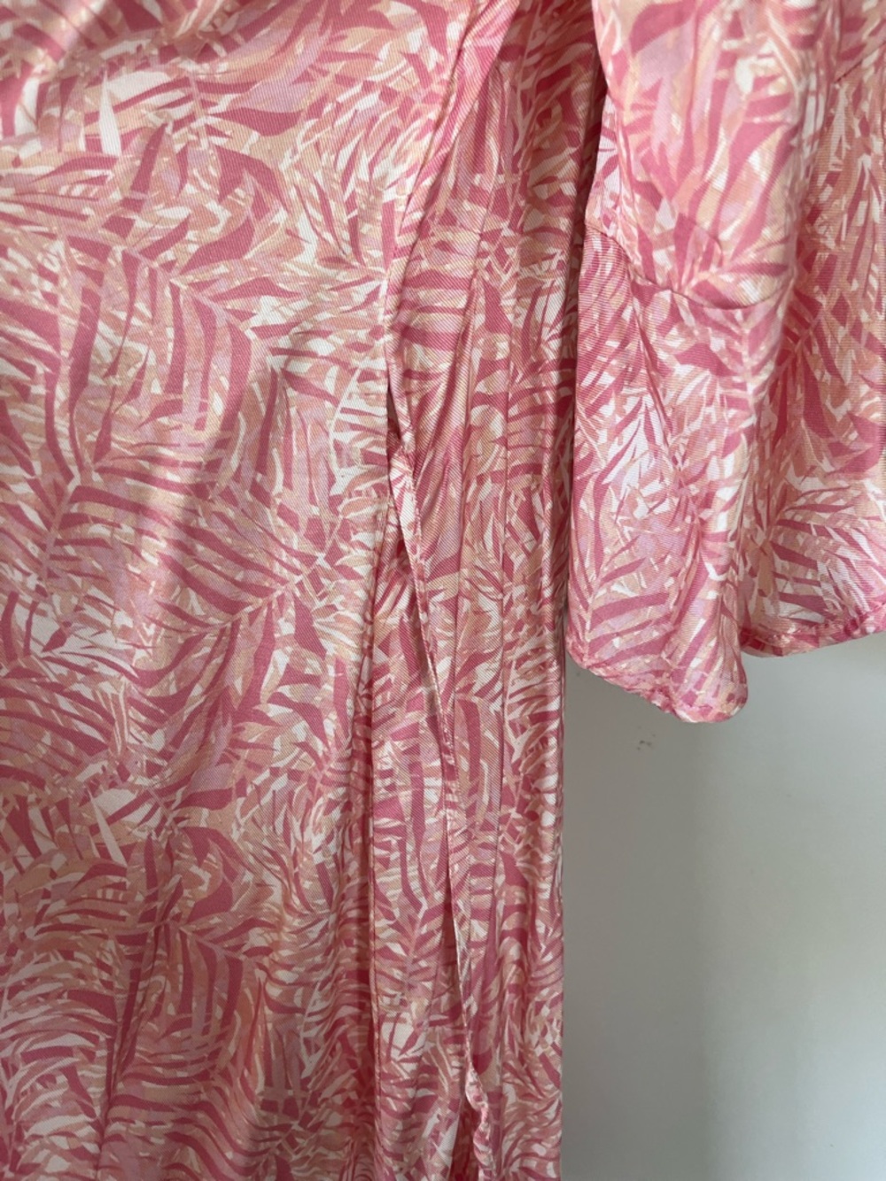 Maaji Pink and Cream Leaf-Print Wrap Dress - Picture 6 of 13